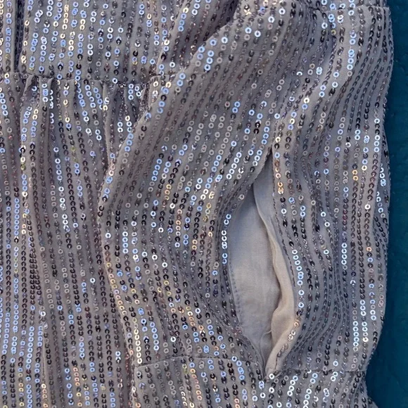 Maeve Shimmering Silver Pink Sequin Dress Anthropologie - Picture 3 of 8